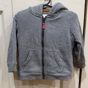 Carter's Heather Gray Hooded Zip Lined Sweatshirt Jacket for Kids 24m